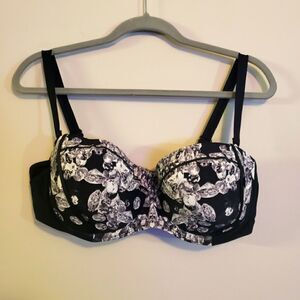 TROPICULTURE BLACK DIAMOND GEM PRINT BIKINI TOP SIZE 16 NWOT